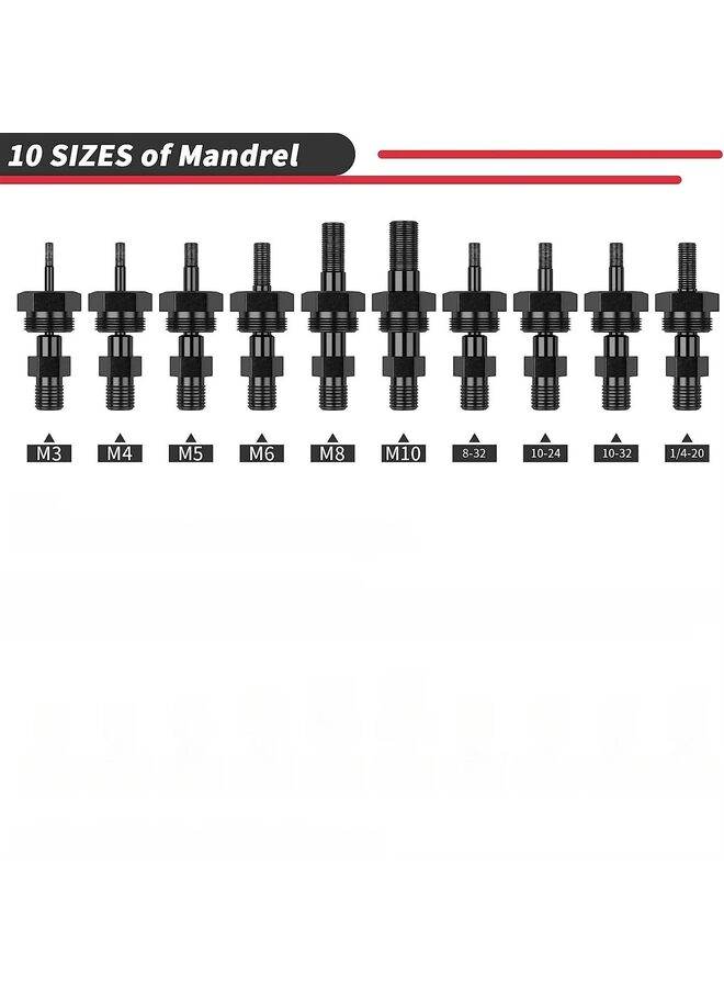 يُسلِّم مجموعة محولات مثقاب كهربائي لاسلكي، مسدس برشام كهربائي، صواميل برشام، تتضمن 10 قطع من المندريل، وحقيبة حمل متينة. - Image 4